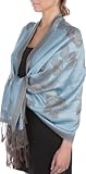 Importiert Sakkas Two Tone Rose Pashmina Schal/Stola/Wrap - Stahl Blau/Grau