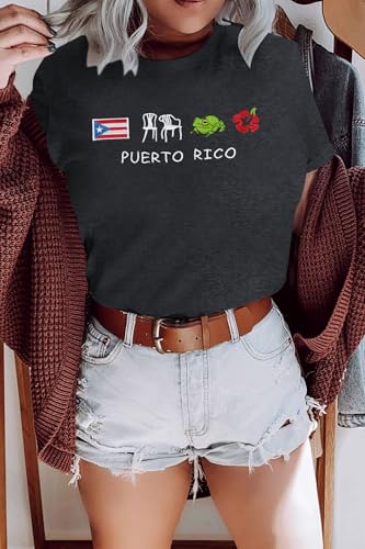 Puerto Rico Embroidery Shirt Women Puerto Rico Flag Graphic Tees Boricua Shirts Puerto Rican Pride Short Sleeve Tops2