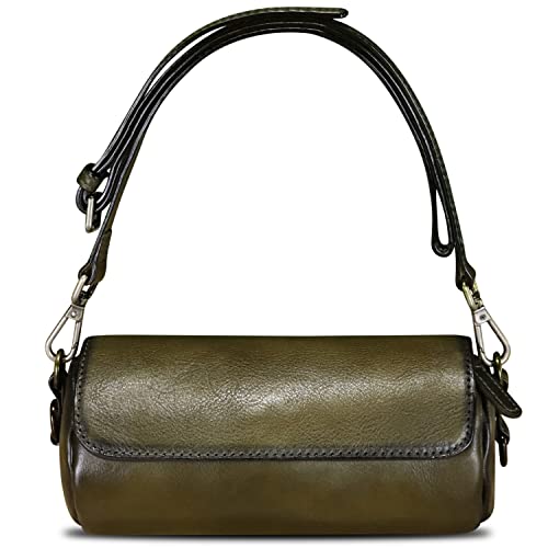 Genuine Leather Satchel For Women Vintage Purse Handmade Handbag Retro Crossbody Bag (Green) #TOP1