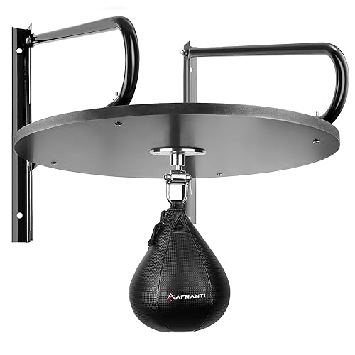 Afranti Heavy Duty Adjustable Speed Bag Platform Kit 24" with Speed Punching Ball (10"x7") Adjustable Height Wall Mount Professional Fitness Ball Boxing Reaction Training Set by Afranti - Used condition - US$75.99