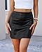 VividMosaic Women's Y2K Black Leather Mini Skirt High Waisted Side Zipper Stretchy Faux PU Bodycon Short Skirts