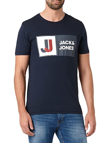 Eleva tu estilo con la camiseta Jack & Jones Jcologan Aw22 Sn de manga corta con cuello redondo para hombre en azul marino