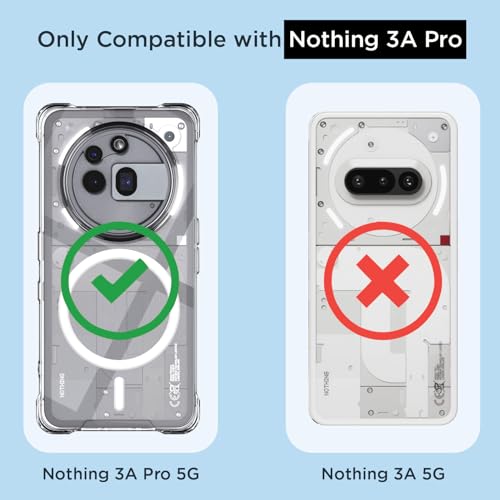 Image of Outlouders Back Cover for Nothing Phone 3a Pro 5G Mag-Safe Transparent PC + TPU Bumper Case with Magnetic Support Shockproof Protection (Transparent Mag-Safe)