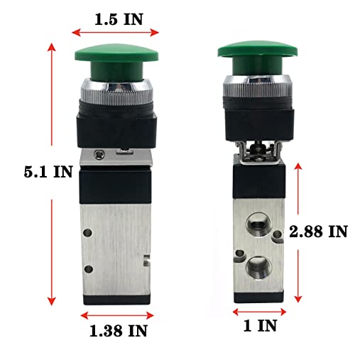 Goodparts 1/4 Npt Automatic Reset Type Push Button 5 Way 2 Position Pneumatic Control Mechanical Valve thumb #4