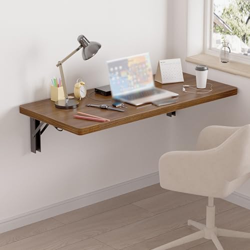 Bureau mural pliable pour petites pièces, table suspendue gain de place - 3