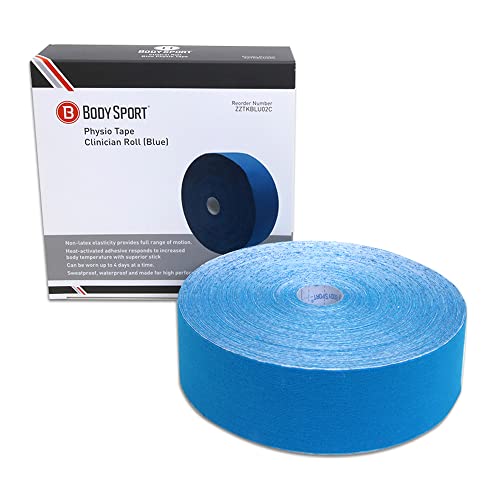 Body Sport Physio Tape Bande de kinésiologie étanche avec élastique pour Soutenir Les Muscles, Bleu, 2in x 33.5yds