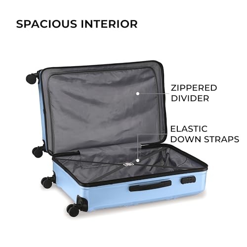 Image of Jet Set Go by Nasher Miles Dollar Hard-Sided Polycarbonate Luggage Set of 2 Pastel Blue Trolley Bags (55 & 65 cm)