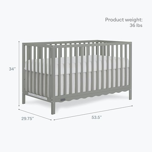 Image of Dream On Me Synergy Wave 5-in-1 Convertible Full Size Baby Crib, Seagrass | Solid Wooden Nursery Crib, 3-Mattress Height, Converts to Toddler, Day & Full Size Bed, GREENGUARD Gold & BSA Verified