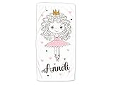 GRAZDesign Kinder Handtuch mit Namen, Ballerina mit Krone, Badetuch für Mädchen von 2-10 Jahren Strand / 140x70cm
