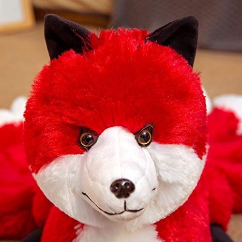 N-A Lifelike Red Fox Plush Nine-Tailed Fox Soft Hugging Pillow, 10.24 X 22.05Inch White Nine Tails Fox Stuffed Animals Kyuubi Kitsune Gifts #TOP1