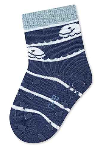 Baby Boys' Crawling Socks, Double Pack Whale, ABS Socks, Blue, 18 EU, Blue, 182