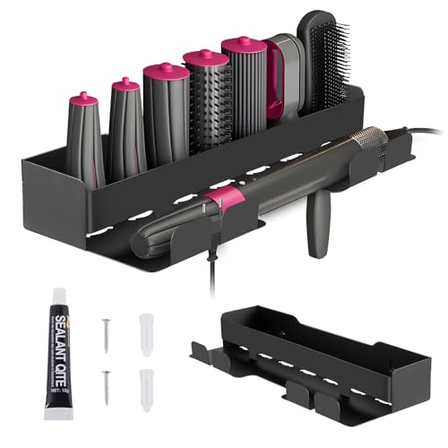 Crlvlyn Hair Dryer Holder Wall Mount, Stainless Steel Hair Straightener Holder for Curling Irons Styler Accessories Hair Tool Organiser Storage for Bathroom