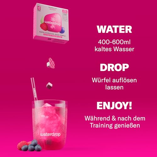 waterdrop® Microlyte Set BERRY - Elektrolyte ohne Zucker - 36 Waterdrop Drop Würfel - Elektrolyte & Vitamine - Getränk zur besseren Wasseraufnahme im Alltag & Sport - zuckerfrei, kalorienfrei & vegan 6