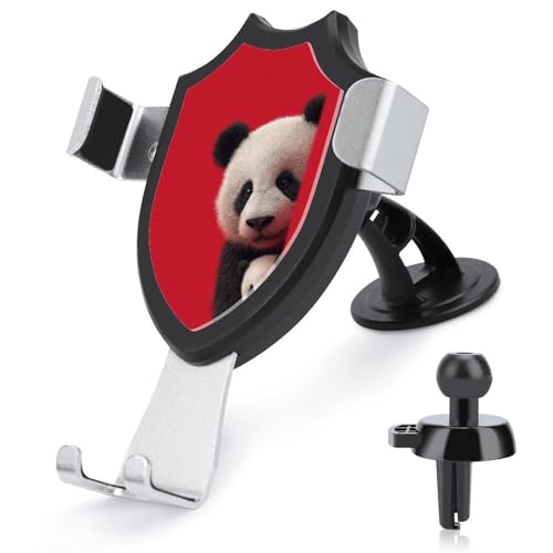 Jubonexis Soporte para teléfono móvil con diseño de panda mirando desde detrás del coche, soporte triangular con clip para rejilla de ventilación, accesorios automotrices para teléfonos inteligentes