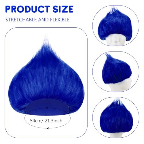 Image of Geyoga 2 Pcs Funny Wig Crazy Hair for Halloween Party,Royal Blue | Funny Colorful Wig Adults Use, Unisex Funky Hairband, Halloween Mardi Gras Cosplay Costume Party Accessories