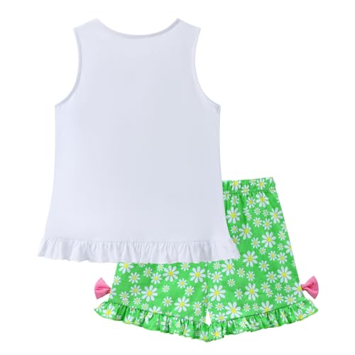 Image of HILEELANG Toddler Girl Summer Short Outfit Sets Cotton Short Sleeve Tops Tees Shorts Clothing Sets