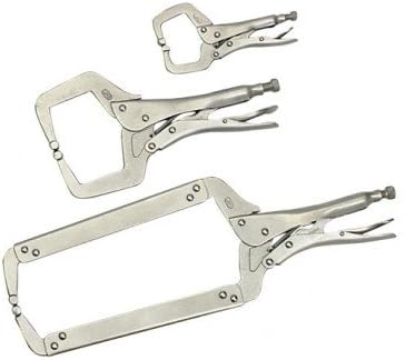 3 Piece Locking C-Clamp Plier Set with 6-inch, 11-inch, 18-inch Clamps