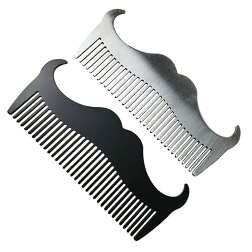 FOYTOKI Beard Comb for Men 2pcs Stainless Steel Hairdressing Grooming Set Styling Tool for Goatee Hair