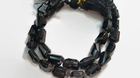Tourmaline noire brute haut de gamme en pépites facettées 7x12mm pour joaillerie artisanale