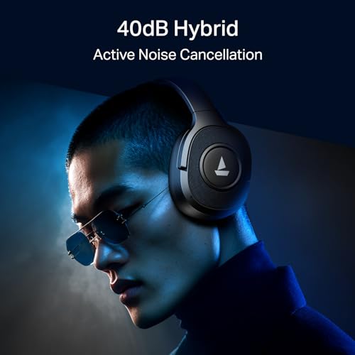 Image of Boat Rockerz Plus 550 ANC, (~40dB) Hybrid ANC, 80Hrs Playback, 40ms Low Latency Beast Mode, 40mm Drivers, BT v5.4, Bluetooth Headphones, Wireless Headphone with Mic (Cosmic Black)