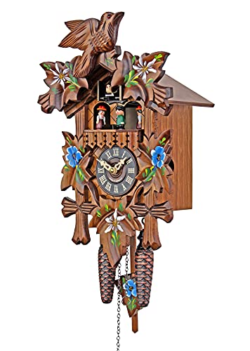 Engstler Quartz Cuckoo Clock - Alpine Flowers Handpainted #TOP2