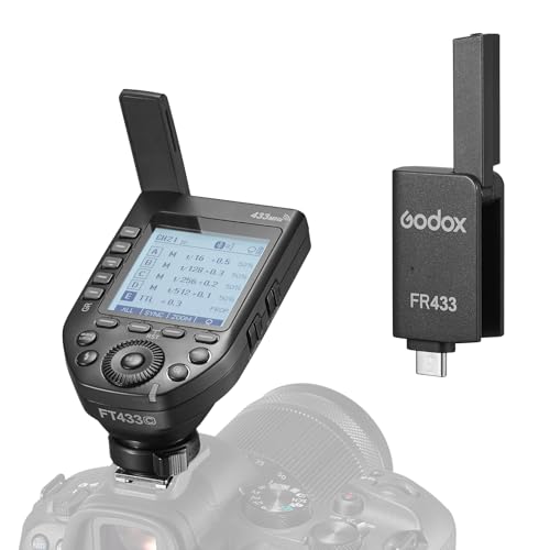 Godox FT433-C TTL Wireless Flash Trigger for Canon Camera, 433MHz 2 in 1 Flash Transmitter 32 Channels with Reciever 1/8000s HSS TTL TCM Function for 