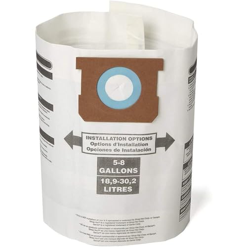 Craftsman CMXZVBE38767 General Purpose Wet Dry Vac Dust Collection Bags For 5 To 8 gallon Shop Vacuums, 3 Pack