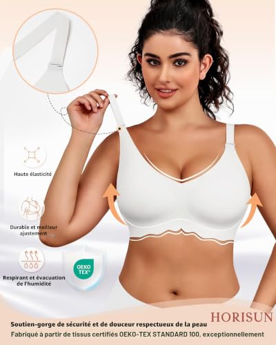 HORISUN Soutien-Gorge sans Armature, sans Couture, Bande Jelly 3D, Push-up Ultra Maintien, Anti-bourrelets sous Les Bras, Parfait pour Le Sommeil, Le Yoga et Tous Les Jours – vue 2