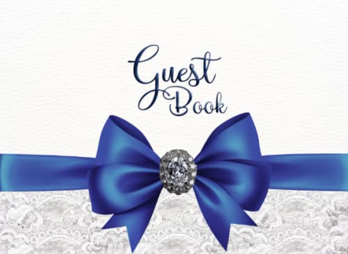 Wedding Guest book: Personalized wedding guestbook alternative, Royal blue and white wedding guest book sign in guest book for wedding reception