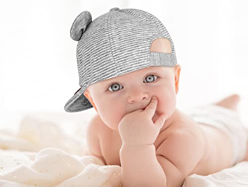 Sun Hat For Baby Boy Girl, Soft Cotton Hat For Baby Toddler, Kids Baseball Caps For Little Boy Girl Spring Summer Sun Hat (3-12 Months, Gray & Navy) #TOP5