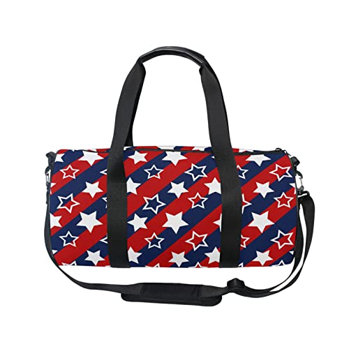 susiyo Star Flag Colors Usa Blue Red White Small Duffle Bag for Women and Men, Canvas Gym Bag Shoulder & Crossbody Weekender Overnight Bag for Travel Sports2