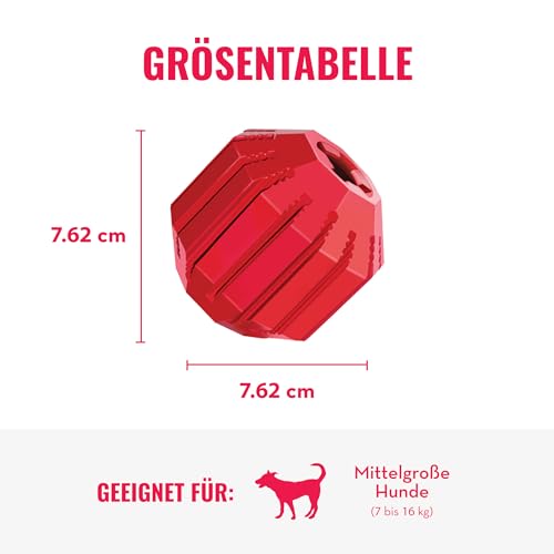 KONG Stuff-A-Ball - Langlebiges Kauspielzeug aus Gummi für Hunde - Für Zahngesundheit & Zahnreinigung - Befüllbares Spielzeug für Leckerlis & Snacks - Für Mittelgroße Hunde