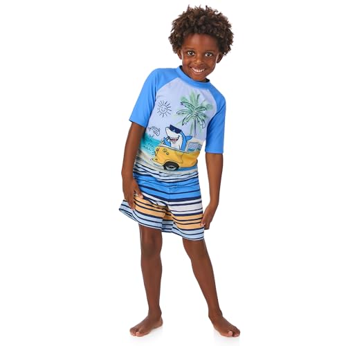 Image of Saint Eve Kids 2 Piece Swim Suit Short & Trunks Set with UPF 50+ Protection - Rash Guard Swimsuit Top & Shorts Sets for Boys