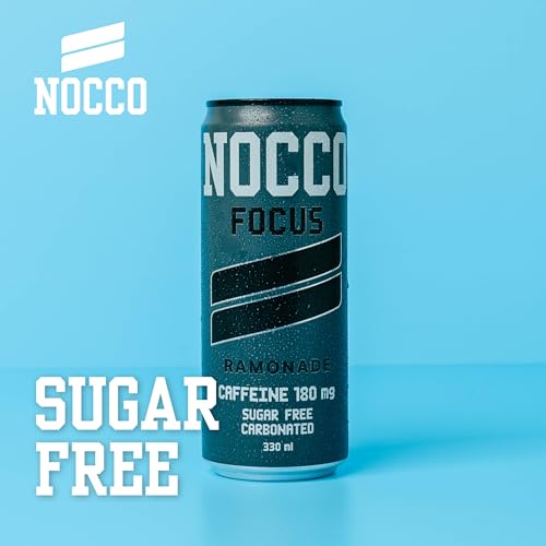 NOCCO Energy Drink | 180mg Caffeine sugar free drinks enhanced with vitamins | pre workout fizzy drinks 12 x 330ml (Ramonade)