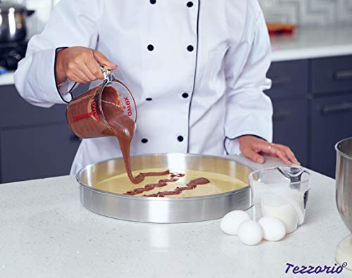 Tezzorio Aluminum Round Cake Pan, 14" X 2" Smooth-Sided Layer Cake Pan, Professional Bakeware #TOP4