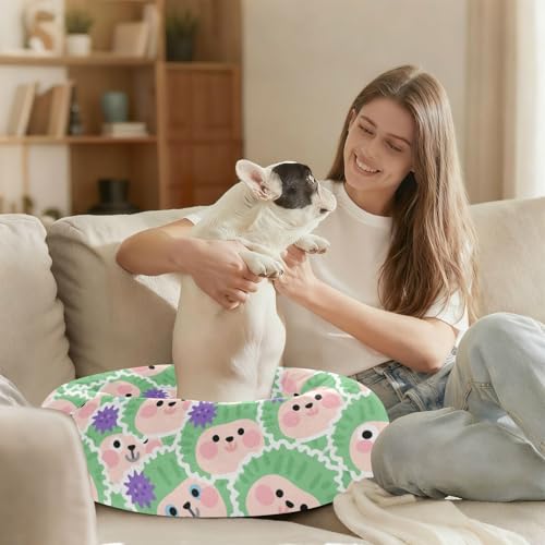 Couchage chien chat lit antidérapant motif hérisson vert taille M confortable