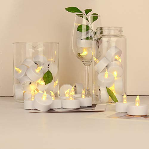 Image of 100Pack Battery Tea Lights candles- LED Tea Lights Realistic Bright Flickering Holiday Gift Operated Flameless LED Tea Light for Seasonal & Festival Celebration Warm Yellow Lamp Battery Powered
