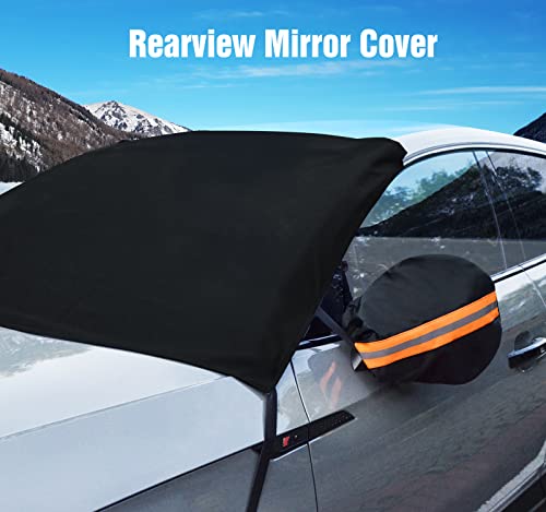 Yeewayveh Windshield Cover For Ice And Snow, Sturdy & Thicken 650D Oxford Fabric Windshield Frost Protector With Side Mirrow Covers, Water & Wind-Proof Windshield Snow Cover For Car Sedan Suv, Black #TOP5