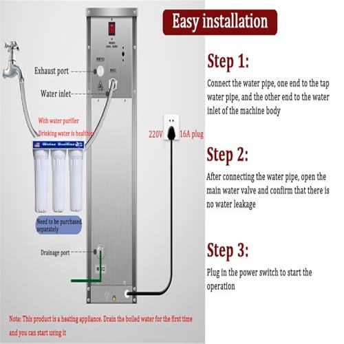 2500W Caldera comercial de agua, 10L Dispensador de agua caliente eléctrica con control digital, Calenco de Calentar rápido de acero inoxidable Tea Maker para Office Canteen, Non Drip Tap, High Capaci