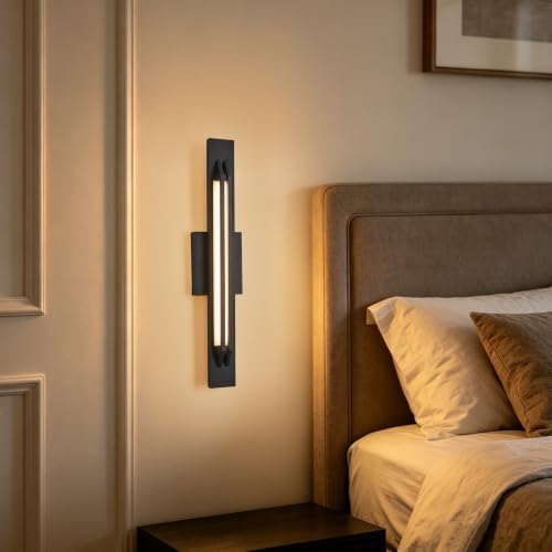 Caringlight 23 Inch Modern Outdoor LED Wall Sconce,18W 3000K Linear Waterproof Aluminum Vertical Wall Light,Triac Dimmable Wet Location Exterior Lighting Fixtures for Front Door, Porch, Patio, Garage — view 8