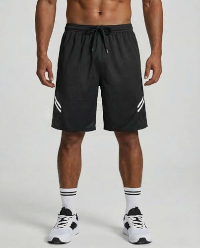 Image of Real Essentials 5 Pack: Men's 9 inch Mesh Shorts - Athletic Gym, Workout, Basketball, Running, Casual Lounge Activewear Pockets