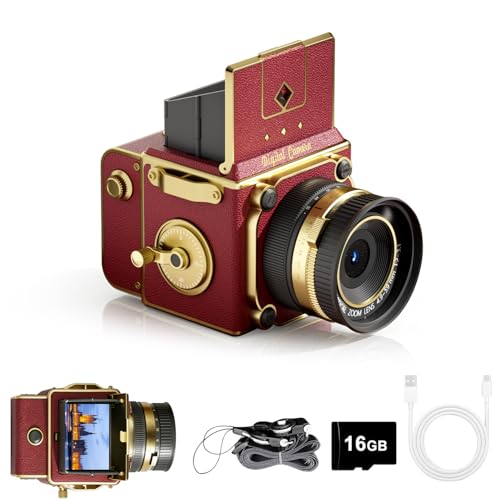 Vintage Digital Camera, 64MP 2.7K Retro Point and Shoot Camera