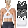 FITTIN Sports Bras Pack for Women – Padded Cross Back Support Seamless Strap Bra for Workout Fitness Gym Yoga Large Bust
