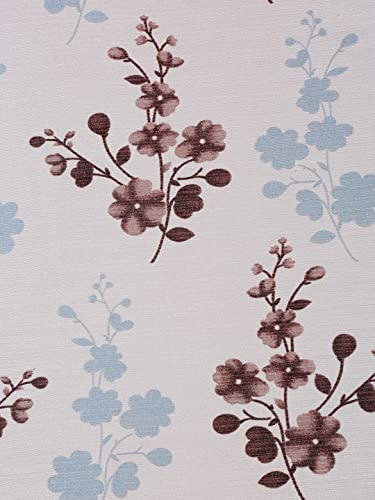 Image of Cortina 2 Piece Leaf Design Panel Eyelet Polyester Window Curtains - 5 Feet, Brown & Cream