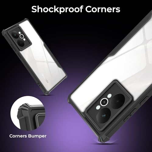 Image of A rtistque Clear Hard Transparent Acrylic Armor Anti-Drop Shockproof TPU Edge Back Cover Case for Realme 15 5G - Black