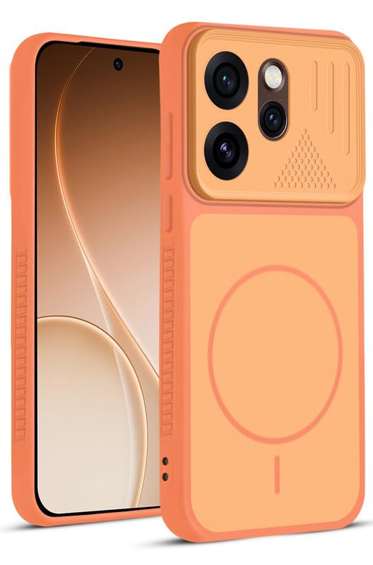 Mr. Case Back Cover for Oppo Reno 15 Pro 5G | Ring Design Protective Case with Camera Cut Protection | Anti Slip Grip | Shockproof Mobile Cover – Orange