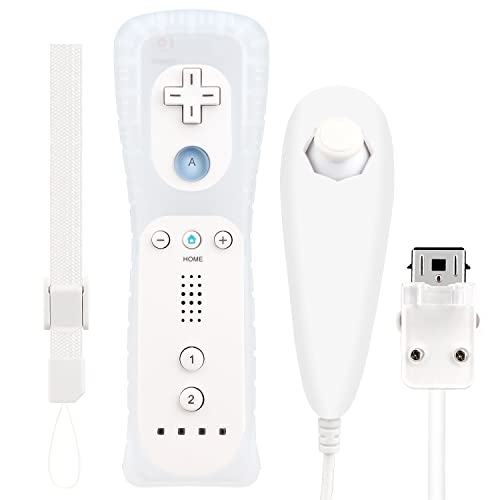 OSTENT El sensor de movimiento del mando a distancia con cable Nunchuck + Combo compatible para la consola Nintendo Wii Color Blanco