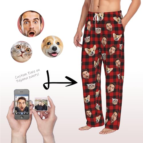 Personalized Pajamas Pants Plaid Custom Funny PJ Pant Design with Face Pajama for Men Women Dog Pet4