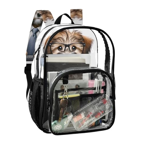 Kids Backpack for Girls Puppy Terrier Worker Dog Travel Clear Backpack Floral Approved See through Bag2