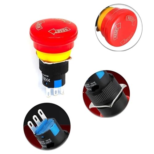 Interrupteur arrêt d'urgence 16mm YJ-LA16-11ZS-A pour tableau électrique de commande - 5